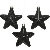 Décoris Ster kerst ornament | | 6 stuks (Zwart)