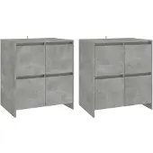 vidaXL Dressoirs 2 st 70x41x75 cm bewerkt hout betongrijs