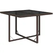 vidaXL Tuintafel 109x107x74 cm poly rattan en glas bruin