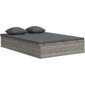 vidaXL Ligbed met kussens converteerbaar poly rattan donkergrijs