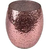 Clayre & Eef Theelichthouder Ø 8x9 cm Roze Glas Waxinelichthouder Roze Waxinelichthouder