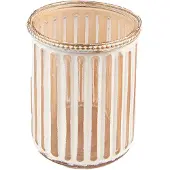Clayre & Eef Theelichthouder Ø 10x11 cm Beige Glas Metaal Waxinelichthouder Beige Waxinelichthouder
