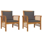 vidaXL Fauteuils 2 st met donkergrijze kussens massief acaciahout
