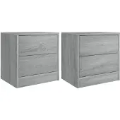vidaXL Nachtkastjes 2 st 40x30x40 cm bewerkt hout grijs sonoma eiken