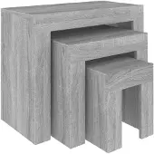 vidaXL 3-delige Tafeltjesset bewerkt hout grijs sonoma