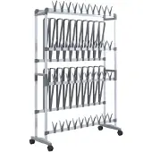 vidaXL Schoenenrek met wieltjes 89x27x120 cm zilverkleurig