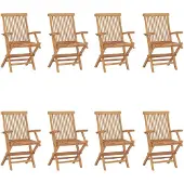 vidaXL Tuinstoelen 8 st inklapbaar massief teakhout