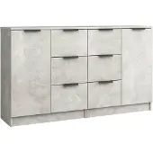 vidaXL Dressoirs 2 st 60x30x70 cm bewerkt hout betongrijs