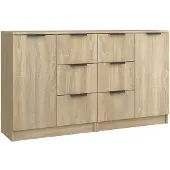 vidaXL Dressoirs 2 st 60x30x70 cm bewerkt hout sonoma eikenkleurig