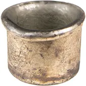 Clayre & Eef Theelichthouder Ø 8*7 cm Goudkleurig Glas Waxinelichthouder Goudkleurig Waxinelichthouder