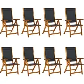 vidaXL Tuinstoelen inklapbaar 8 st massief acaciahout en textileen