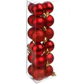 Atmosphera Kerstballen - rood - 18ST - glans en mat - 3 cm - kunststof - Kerstbal