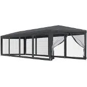 vidaXL Partytent met 10 mesh zijwanden 3x12 m HDPE antracietkleurig