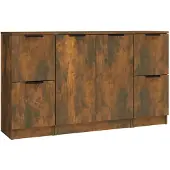 vidaXL Dressoirs 3 st bewerkt hout gerookt eikenkleurig