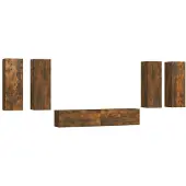 vidaXL 6-delige Tv-meubelset bewerkt hout gerookt eikenkleurig
