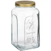 Pasabahce Zelfgemaakte" voorraadpot, 3,0 liter van glas, met deksel, vierkante vorm, Opbergblikken