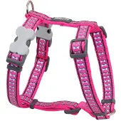 Red Dingo Hondentuig , roze, met botmotief, reflecterend, verstelbaar van 37 tot 61 cm