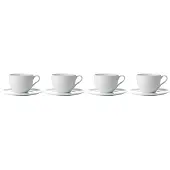 Aida Relief Coffee Cup With Saucer 20 Cl 4-pcs - Koffiekopjes Porselein White - 35180