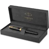 Parker Sonnet-vulpen | Zwart gelakt met gouden afwerking | Medium penpunt | Geschenkverpakking