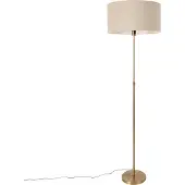 QAZQA Vloerlamp verstelbaar brons met kap lichtbruin 50 cm - Parte