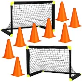 Sportx 2x voetbal goals/doelen set met 8x oranje pionnen - Voetbaldoel