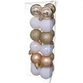 Atmosphera Kerstballen - 18x - wit/goud - mix - kunststof - 3 cm - Kerstbal