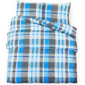 vidaXL Dekbedovertrekset 260x240 cm katoen blauw en grijs