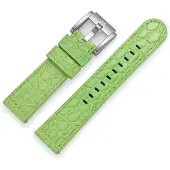 Marc Coblen Kalfslederen Horlogebandje met Alligator Structuur Lichtgroen 22mm