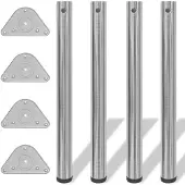 vidaXL Tafelpoten in hoogte verstelbaar geborsteld nikkel 710 mm 4 st