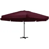 vidaXL Parasol met aluminium paal 600 cm bordeauxrood