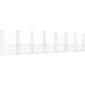 vidaXL Schanskorf U-vormig met 8 palen 860x20x200 cm ijzer