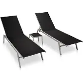 vidaXL Ligbedden 2 st met tafel staal en textileen zwart