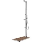 vidaXL Buitendouche met bruine basis 225 cm roestvrij staal