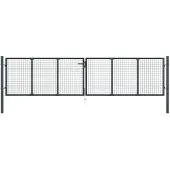 vidaXL Portail en Maille de Jardin Portillon de Jardin Porte de Jardin Portillon de Patio Porte de Terrasse Extérieur Acier Galvanisé 400x125 cm Gris