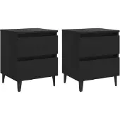 vidaXL Nachtkastjes 2 st 40x35x50 cm bewerkt hout zwart
