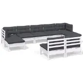 vidaXL 9-delige Loungeset met kussens grenenhout wit