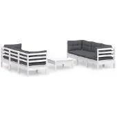 vidaXL 7-delige Loungeset met antracietkleurige kussens grenenhout