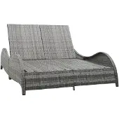 vidaXL Ligbed tweepersoons met kussen poly rattan antraciet