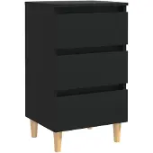 vidaXL Nachtkastje met massief houten poten 40x35x69 cm zwart