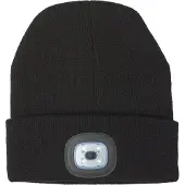 Benson Wintermuts met LED lamp - beanie - zwart - voor volwassenen