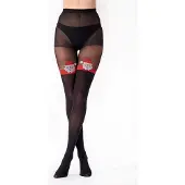 Pretty polly Panty - Kerst - Christmas - Sneeuwman - Snowman - Mock Hold Up - One Size - Zwart/Mix