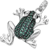 Giorgio Martello gerhodineerd sterling zilveren * groene kikker * hanger.