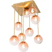 QAZQA Art Deco plafondlamp goud met roze glas 9-lichts - Athens