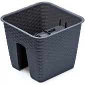 Prosperplast 1x Kunststof Ratolla vierkante rotan balkon plantenpotten/bloempotten antraciet 8,5 liter - Plantenpotten