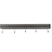 Hendi Messenmagneet met 5 haken – 2 sterke magneetstrips – 470 mm – eenvoudig te monteren