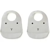 Liewood - Tilda Silicone Slabbetje (set van 2) - Rabbit Dumbo Grey
