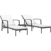 vidaXL Ligbedden 2 st met tafel poly rattan zwart