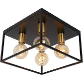 Lucide Plafondlamp Ruben Zwart 36cm Vierkant