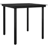 vidaXL Tuintafel 80x80x74 cm staal en glas zwart