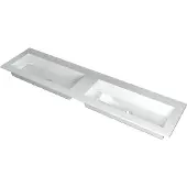Ink Kraft Meubelwastafel 180x45cm Polystone - Dubbel - Zonder Kraangaten - Glans Wit - 8718835098209 - Rechthoekig - Wastafels, Meubelwastafels